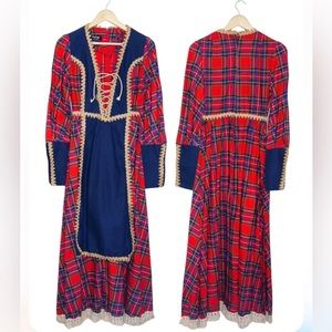 Final price Rare Gunne Sax Black Label Celtic Renaissance Dress Plaid XS 60’s